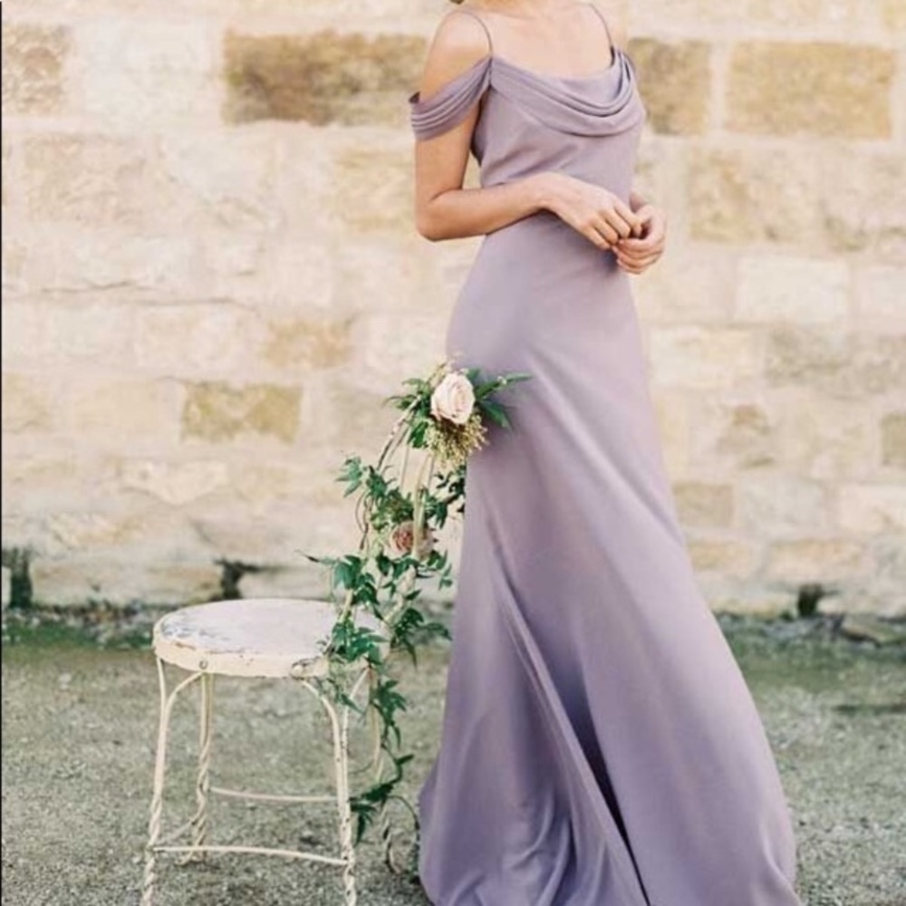 Jenny Yoo Sabine off the shoulder Crepe Gown